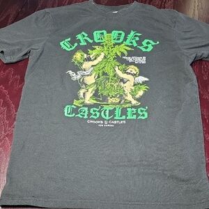 Crooks & Castles Black T-Shirt with Logo Tag
